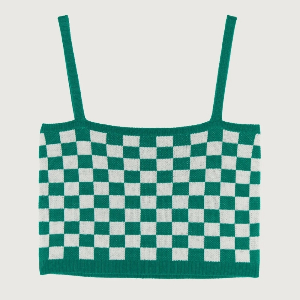 Oak + Fort CHECKERED CROPPED TANK Small